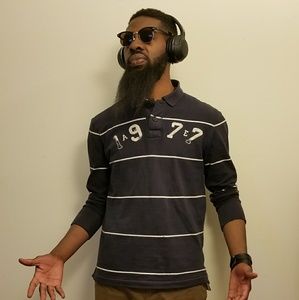 Men's Casual Shirt Long Sleeve Polo Blue AE